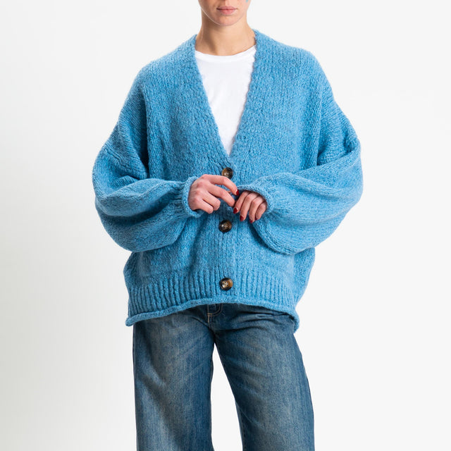 Haveone-Cardigan misto alpaca con tasche - celeste