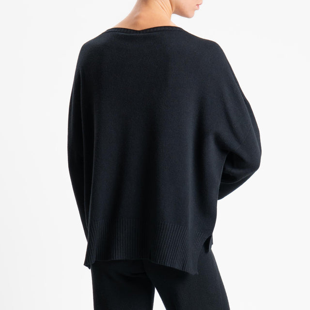 Tensione in-Completo maglia scollo barca + pantalone - nero