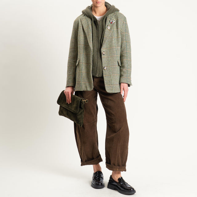 Dixie-Giacca oversize principe di galles - verde/tabacco