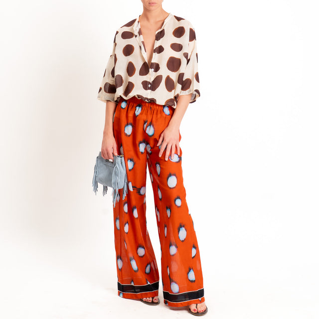 Tensione in-Pantalone mussola fantasia - arancio/sky