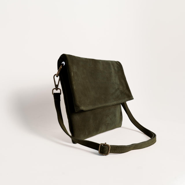 Zeroassoluto-Borsa a busta top grain leather - militare