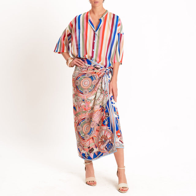 Tensione in-Camicia in mussola a righe - multicolor