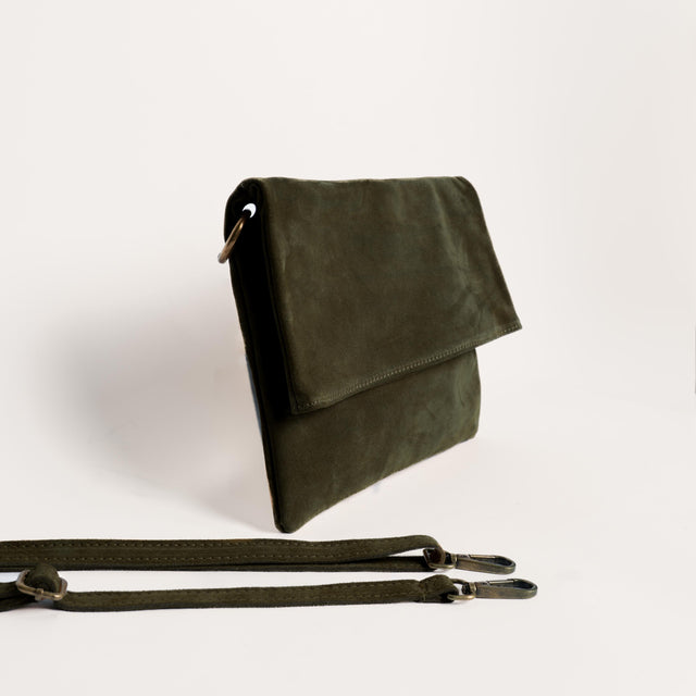 Zeroassoluto-Borsa a busta top grain leather - militare