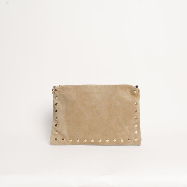 W by Whitemood-Pochette scamosciato con borchie - sand