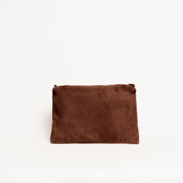 W by Whitemood-Pochette scamosciato con borchie - cioccolato