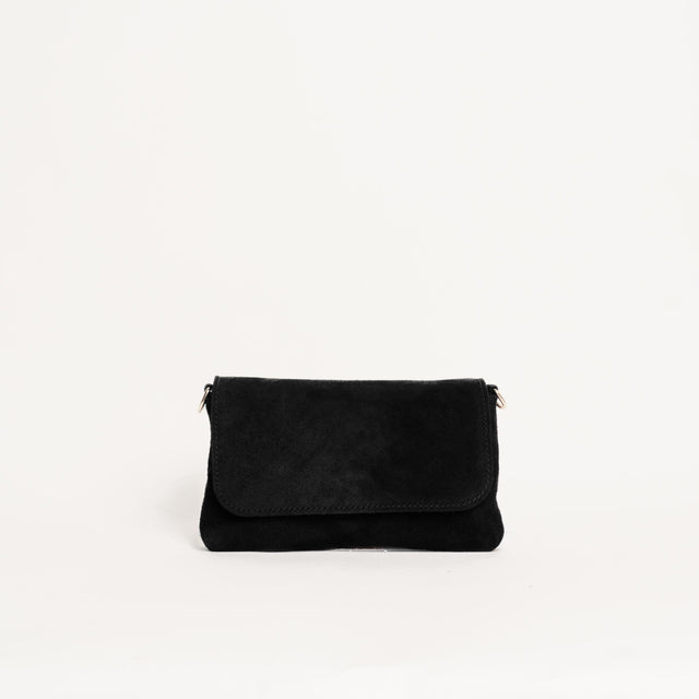 W by white mood-Pochette genuine leather scamoscia - nero