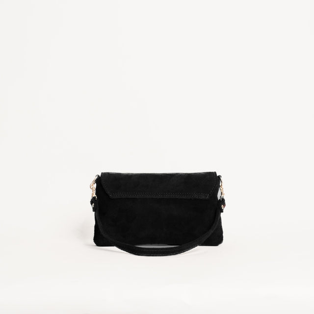 W by white mood-Pochette genuine leather scamoscia - nero