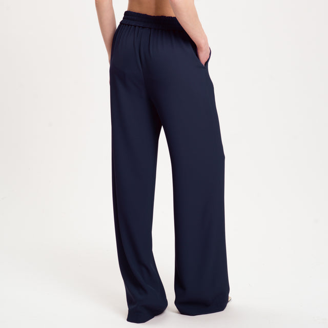 Kontatto-Pantalone tessuto fluido elastico dietro - blu