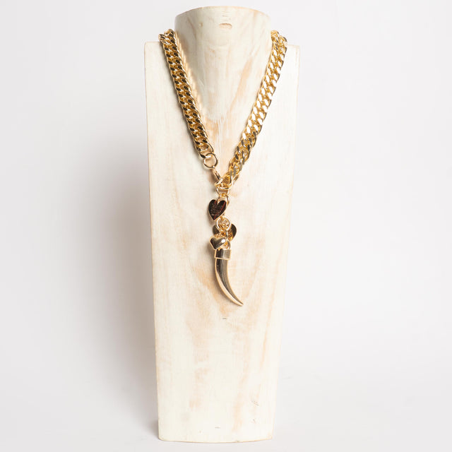 W by Whitemood-Collana catena con corno e ciondoli - gold