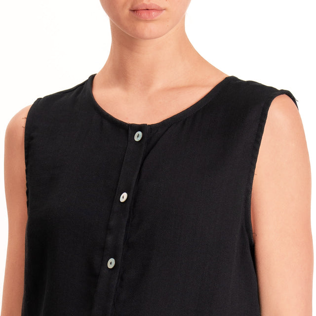 Zeroassoluto-Camicia smanicata CLAMY viscosa jacquard - nero