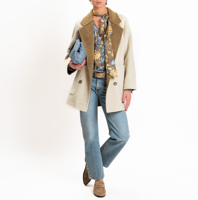 Wu'side-Cappotto DOUBLE FACE 100% lana - beige/avorio