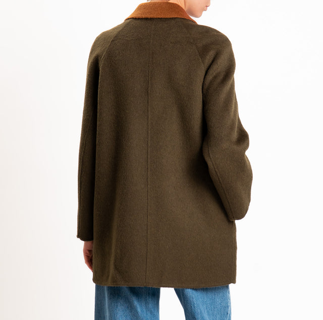 Wu'side-Cappotto DOUBLE FACE 100% lana - militare/coccio