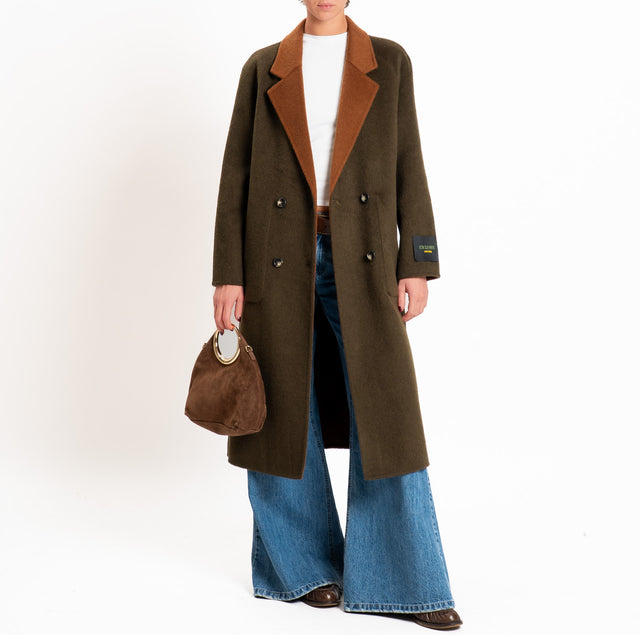Wu'side-Cappotto lungo DOUBLE FACE 100% lana - militare/coccio