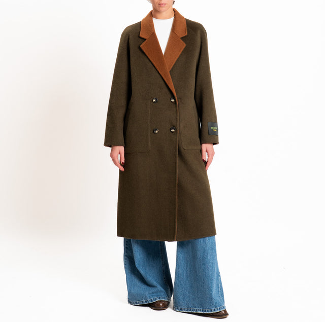 Wu'side-Cappotto lungo DOUBLE FACE 100% lana - militare/coccio