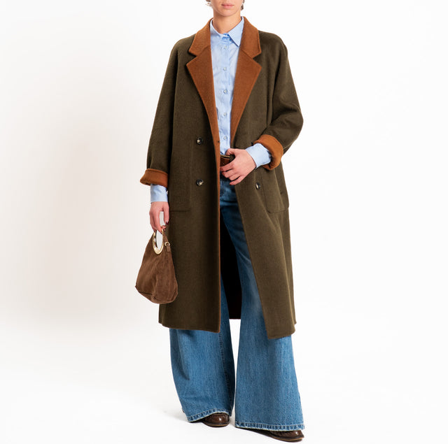 Wu'side-Cappotto lungo DOUBLE FACE 100% lana - militare/coccio