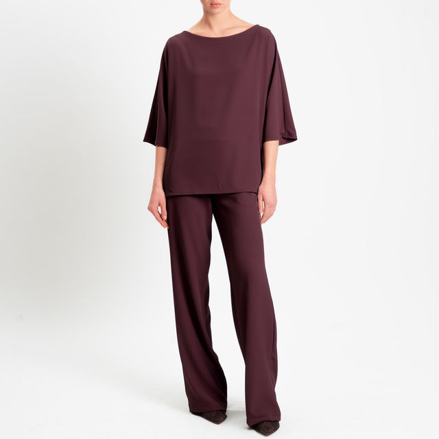 Kontatto-Completo blusa e pantalone tessuto fluido - brownberry