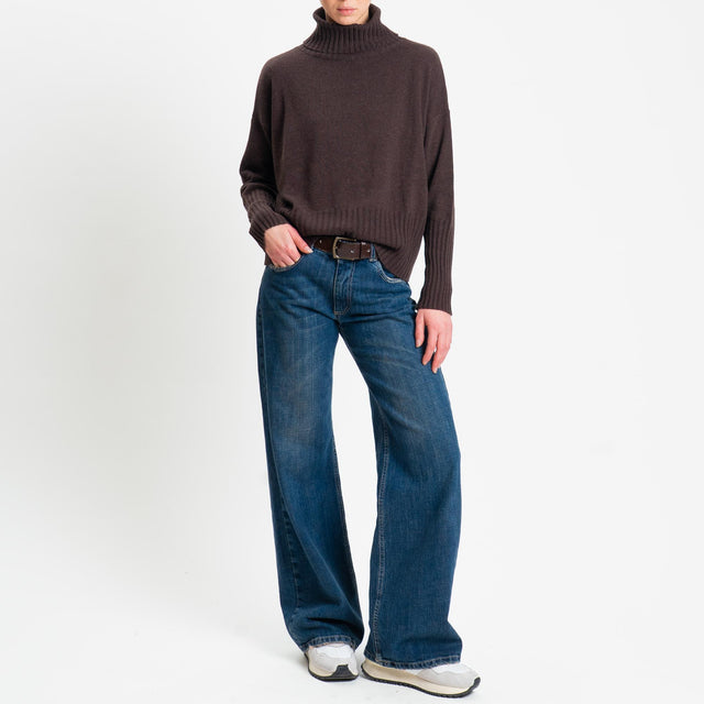 Tensione in-Maglia collo alto misto cashmere - moro