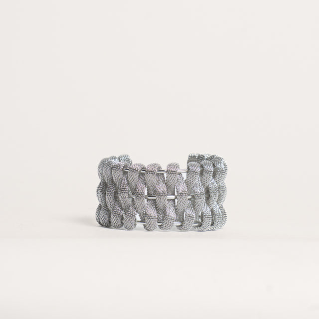 W by Whitemood-Bracciale rigido maglia intrecciata - silver