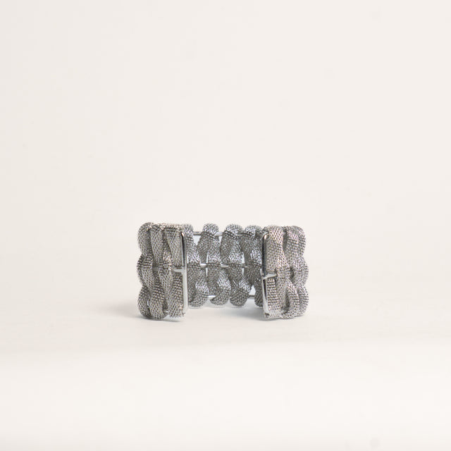 W by Whitemood-Bracciale rigido maglia intrecciata - silver