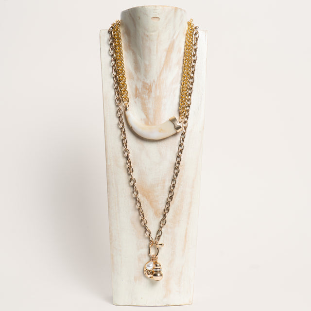 W by Whitemood-Set collana corno + ciondolo - gold