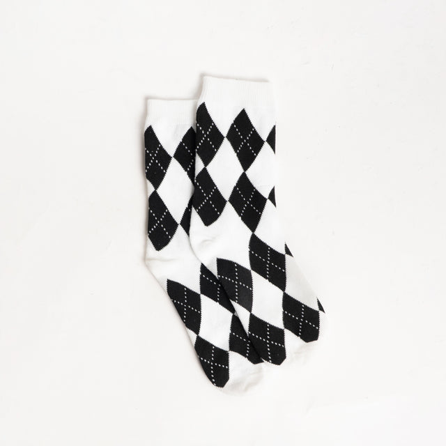Souvenir-Calzini rombi - bianco/nero