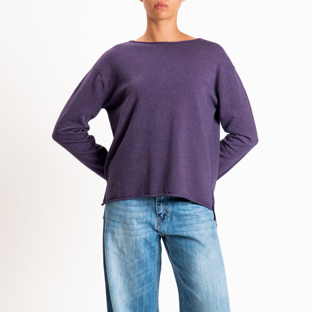 Zeroassoluto-Maglia girocollo spacchi laterali - uva