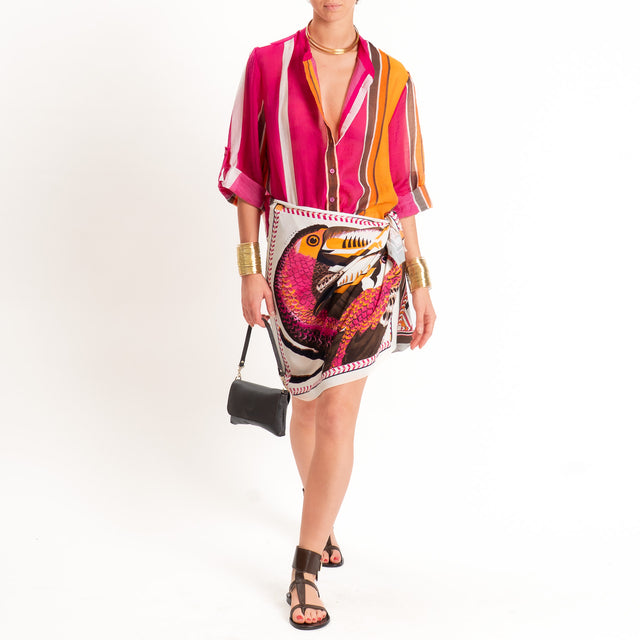 Haveone-Gonna corta pareo fantasia - fucsia/burro/moro