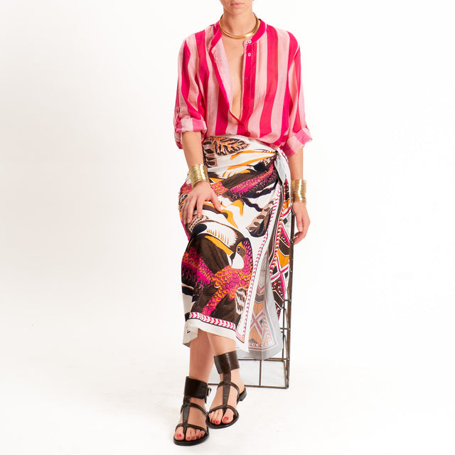 Haveone-Camicia a righe mussola di lyocell - rosa/fucsia