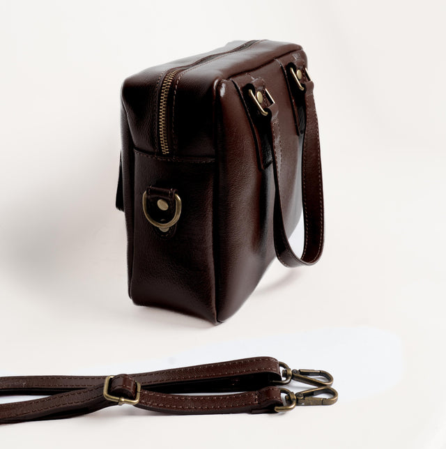 Zeroassoluto-Borsa a mano genuine leather high quality - moro