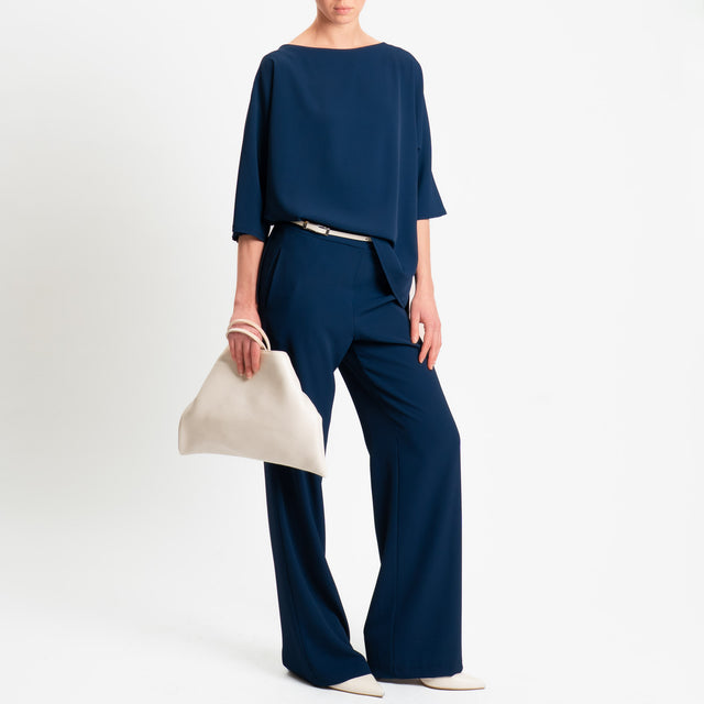 Kontatto-Completo blusa e pantalone tessuto fluido - blu