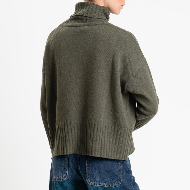 Tensione in-Maglia argyle collo alto misto cashmere - verde/off white/rosa