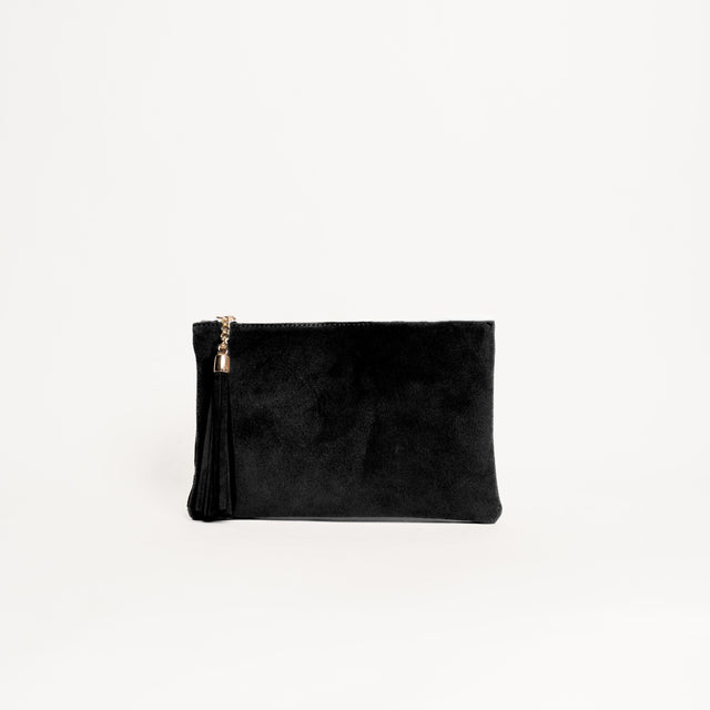 W by whitemood-Pochette con nappine scamosciata - Nero