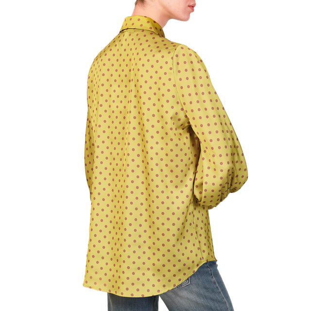 Tensione in-Camicia pois manica palloncino - oliva/moka