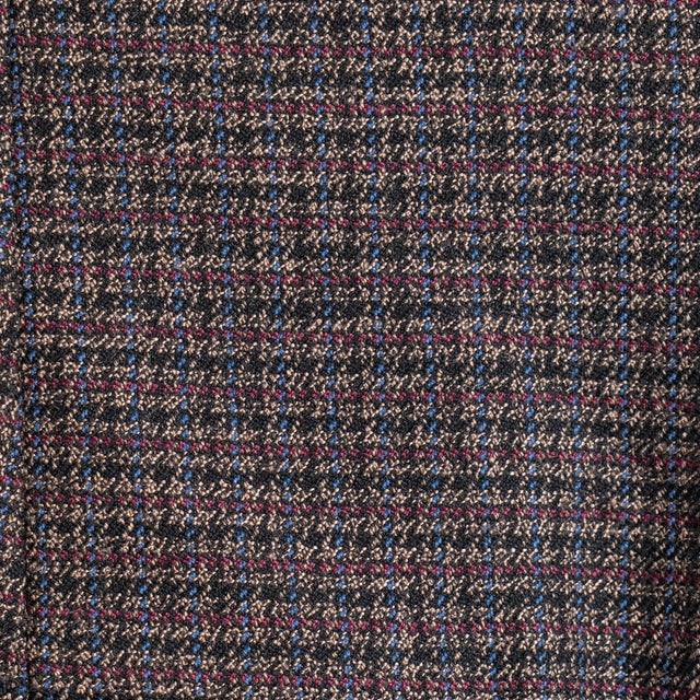 Zeroassoluto-Pantalone GENNY comfort elasticizzato - micro pied de poule beige/vino