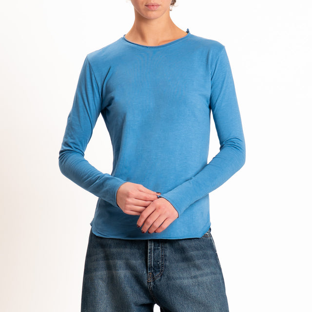 Zeroassoluto-T-shirt girocollo cotone fiammato - jeans