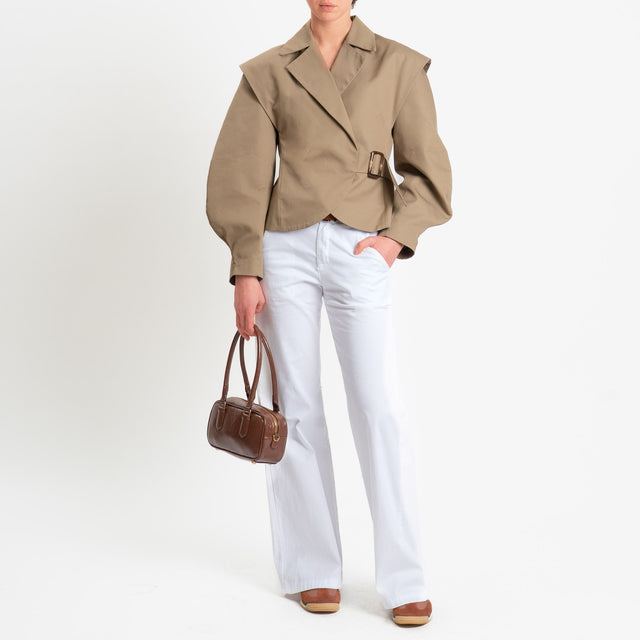 Zeroassoluto-Pantalone LILLY palazzo cotone elasticizzato - bianco