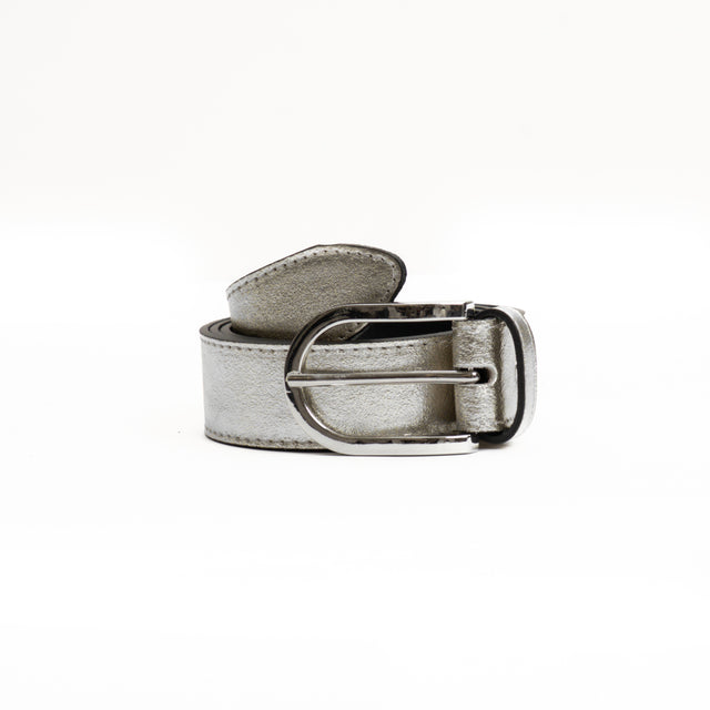 W by Whitemood-Cintura laminata genuine leather - silver