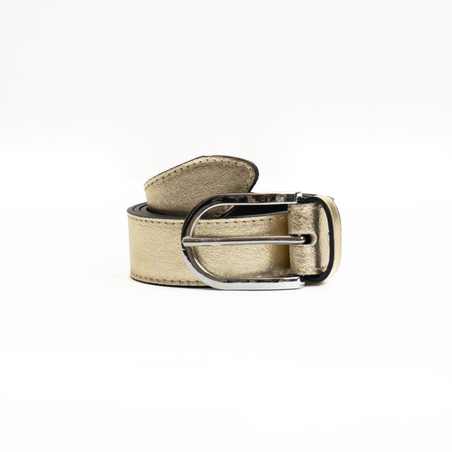 W by Whitemood-Cintura laminata genuine leather - gold