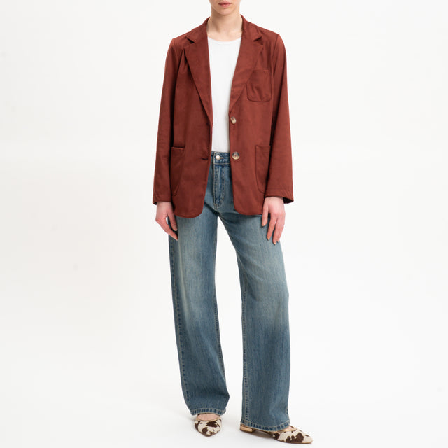 Zeroassoluto-Giacca GWEN 2 bottoni effetto suede - rust