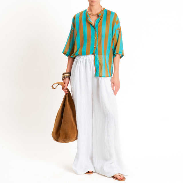Tensione in-Camicia mussola a righe - turchese/tabacco