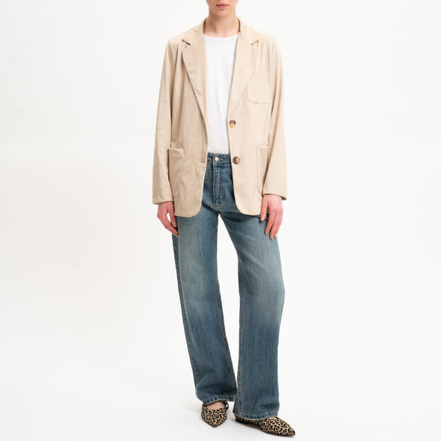 Zeroassoluto-Giacca GWEN 2 bottoni effetto suede - sand