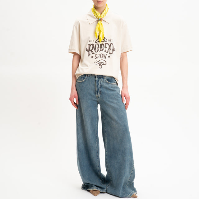 Souvenir-T-shirt RODEO con foulard - burro/giallo