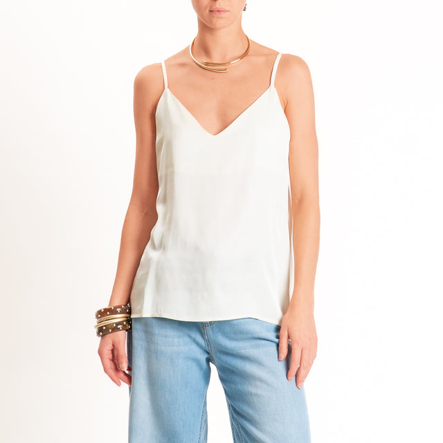 Dixie-Top satin bretelle regolabili - panna