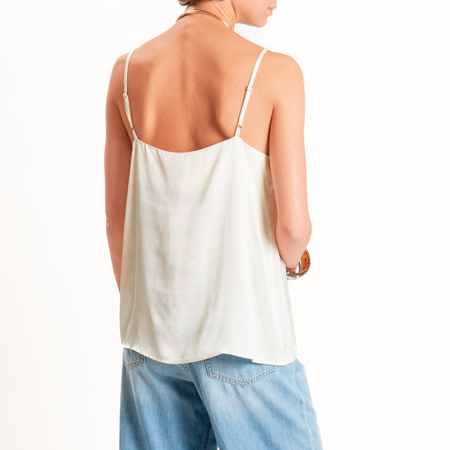 Dixie-Top satin bretelle regolabili - panna