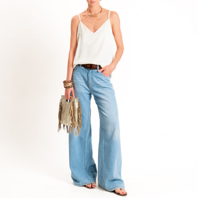 Dixie-Top satin bretelle regolabili - panna