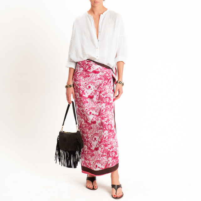 Tensione in-Gonna pareo fantasia toile de jouy - rosa/latte/choco