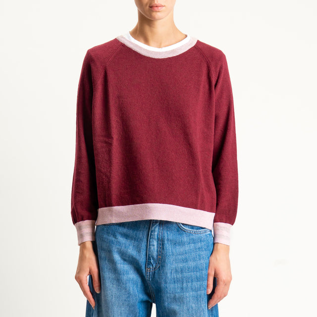 Zeroassoluto-Maglia misto cashmere - casha/vino/rosa