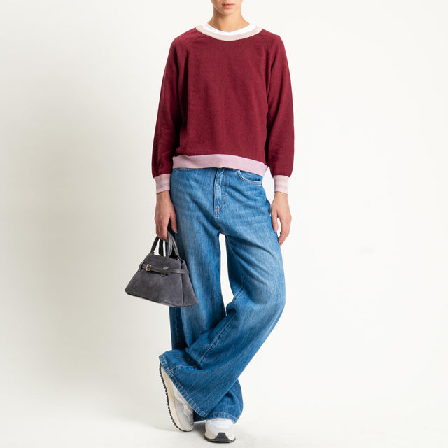 Zeroassoluto-Maglia misto cashmere - casha/vino/rosa
