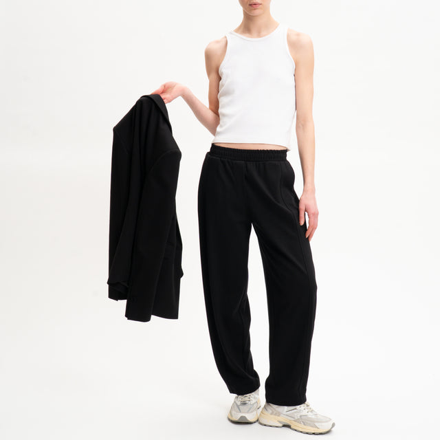 Imperial-Pantalone punto milano elastico in vita - nero