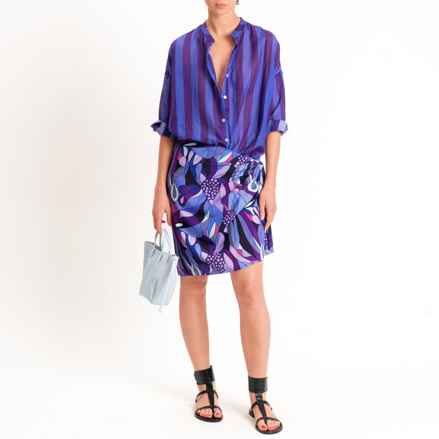 Zeroassoluto-Gonna corta pareo fantasia optical - viola/acqua/lilla